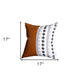 Monochromic Diamond And Brown Faux Leather Pillow Cover