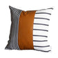 20" X 20" Black And White Stripes And Faux Leather  Pillow Cover