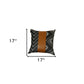 Set Of 2 Ikat Styled Patterns And Bright Brown Faux Leather Pillow Covers