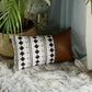 Set Of 2 Diamond Patterned And Brown Faux Leather Lumbar Pillow Covers