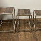 Set of Three 21" Silver And Brown Solid Wood Nested Tables