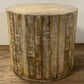 20" Beige Solid Wood Round End Table