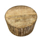 32" Brown Solid Wood Round Distressed Drum Coffee Table