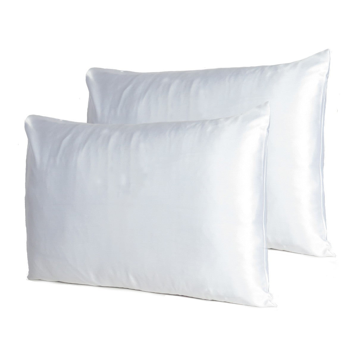 White Dreamy Set Of 2 Silky Satin Standard Pillowcases