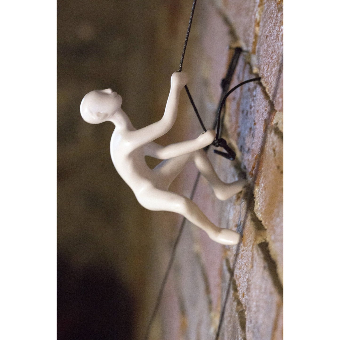 6" White Unique Resin Climbing Man With Rope Wall Art