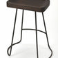 26" Dark Brown And Black Iron Backless Counter Height Bar Chair