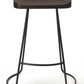 26" Dark Brown And Black Iron Backless Counter Height Bar Chair