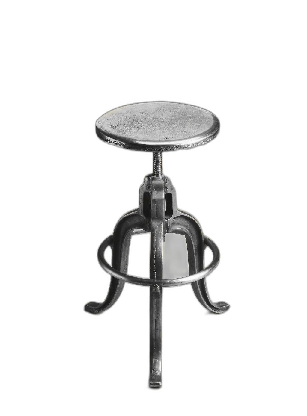 28" Silver Iron Swivel Backless Bar Chair