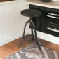 Black Solid Wood And Iron Backless Adjustable Height Bar Chair