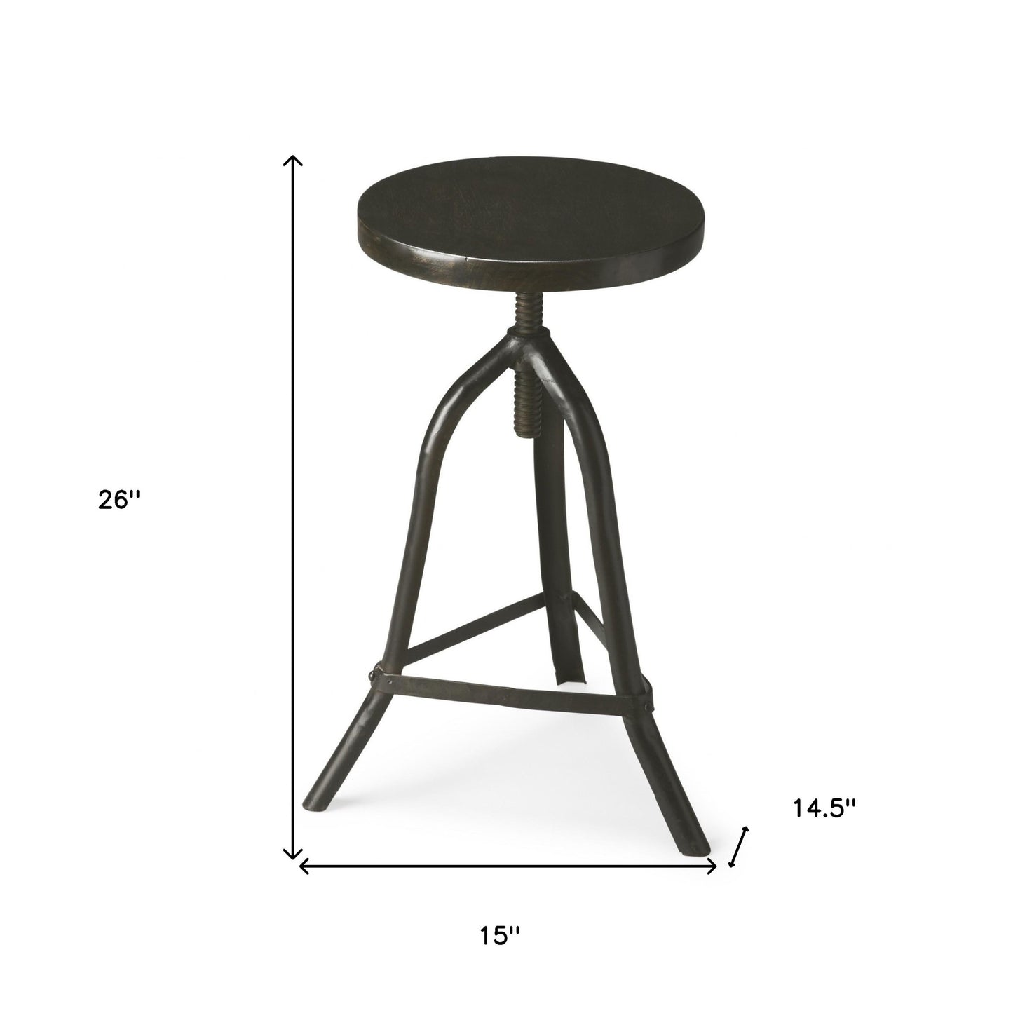 Black Solid Wood And Iron Backless Adjustable Height Bar Chair