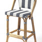 28" Blue and White And Natural Rattan Bar Chair