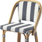 28" Blue and White And Natural Rattan Bar Chair