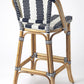 28" Blue and White And Natural Rattan Bar Chair