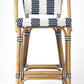 28" Blue and White And Natural Rattan Bar Chair