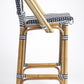 28" Blue and White And Natural Rattan Bar Chair