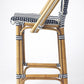 28" Blue and White And Natural Rattan Bar Chair