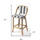 28" Blue and White And Natural Rattan Bar Chair