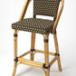 26" Brown And Natural Rattan Counter Height Bar Chair