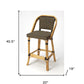 26" Brown And Natural Rattan Counter Height Bar Chair