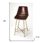 26" Brown And Gold Leather And Iron Bar Chair