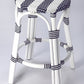 24" Blue and White Rattan Backless Counter Height Bar Chair