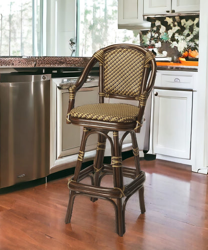 30" Brown Rattan Bar Chair