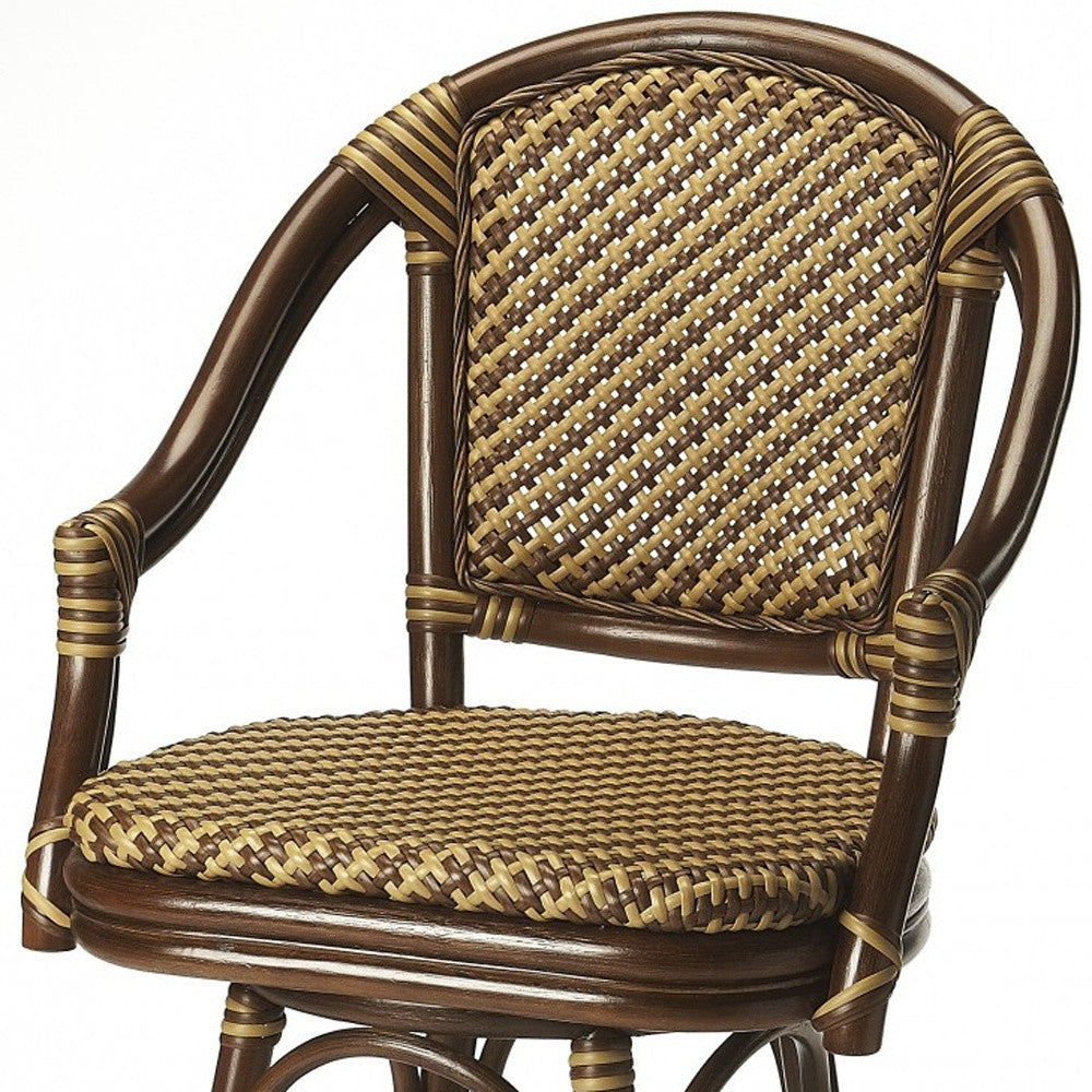 30" Brown Rattan Bar Chair