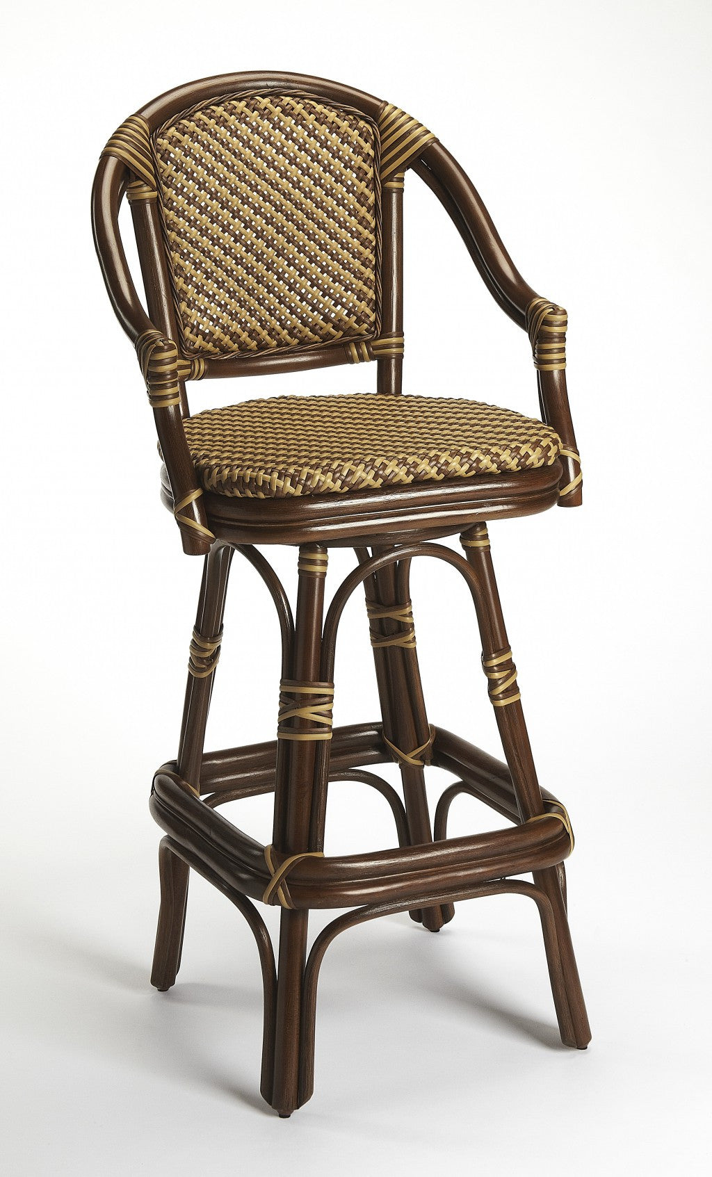 30" Brown Rattan Bar Chair