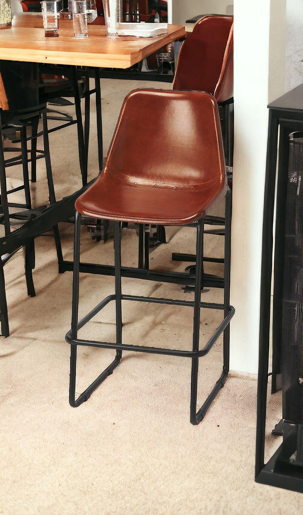 28 Brown And Black Iron Bar Chair