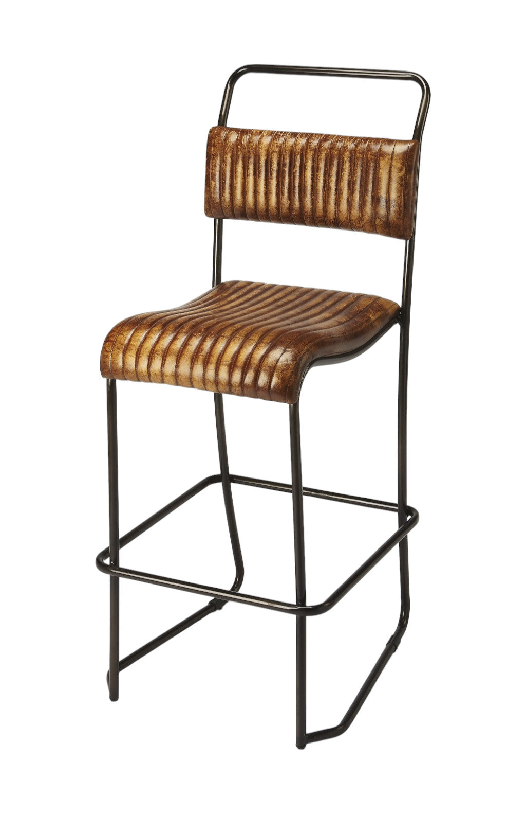 31" Brown And Black Iron Bar Chair