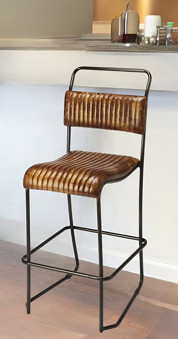 31 Brown And Black Iron Bar Chair