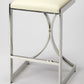 24" Off White And Silver Faux Leather And Iron Backless Counter Height Bar Chair