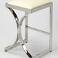 24" Off White And Silver Faux Leather And Iron Backless Counter Height Bar Chair