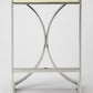 24" Off White And Silver Faux Leather And Iron Backless Counter Height Bar Chair