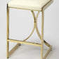 24" Off White And Gold Faux Leather And Iron Backless Counter Height Bar Chair