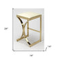 24" Off White And Gold Faux Leather And Iron Backless Counter Height Bar Chair