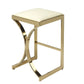 24" Off White And Gold Faux Leather And Iron Backless Counter Height Bar Chair