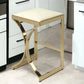 24" Off White And Gold Faux Leather And Iron Backless Counter Height Bar Chair