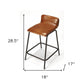 24" Brown And Black Iron Counter Height Bar Chair