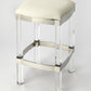 24" White And Clear Acrylic Backless Counter Height Bar Chair