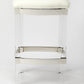 24" White And Clear Acrylic Backless Counter Height Bar Chair