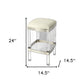 24" White And Clear Acrylic Backless Counter Height Bar Chair