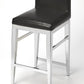 25" Black And Silver Metallic Faux Leather And Steel Bar Chair