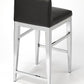 25" Black And Silver Metallic Faux Leather And Steel Bar Chair