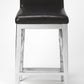 25" Black And Silver Metallic Faux Leather And Steel Bar Chair