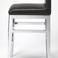 25" Black And Silver Metallic Faux Leather And Steel Bar Chair