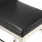 25" Black And Silver Metallic Faux Leather And Steel Bar Chair