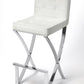 29" Off-white And Silver Iron Bar Chair