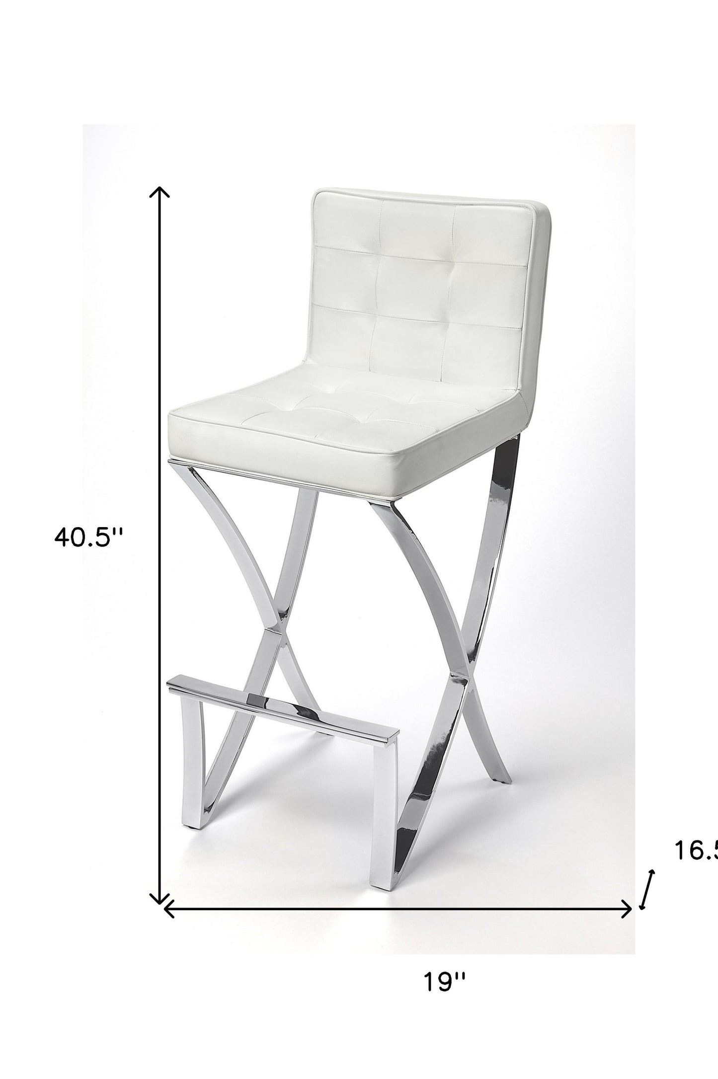 29" Off-white And Silver Iron Bar Chair