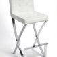 29" Off-white And Silver Iron Bar Chair